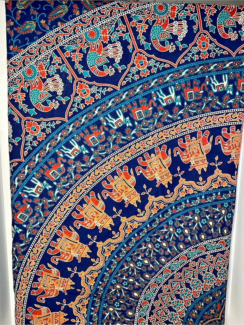 Paisley Cotton tapestry in Blue & Orange Like New